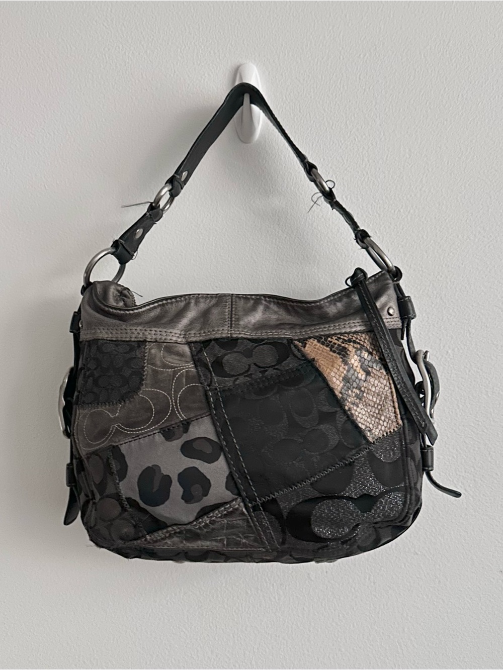 Vintage Y2K Coach Zoe 11275 Patchwork Signature Sufflette Canvas Shoulder Bag